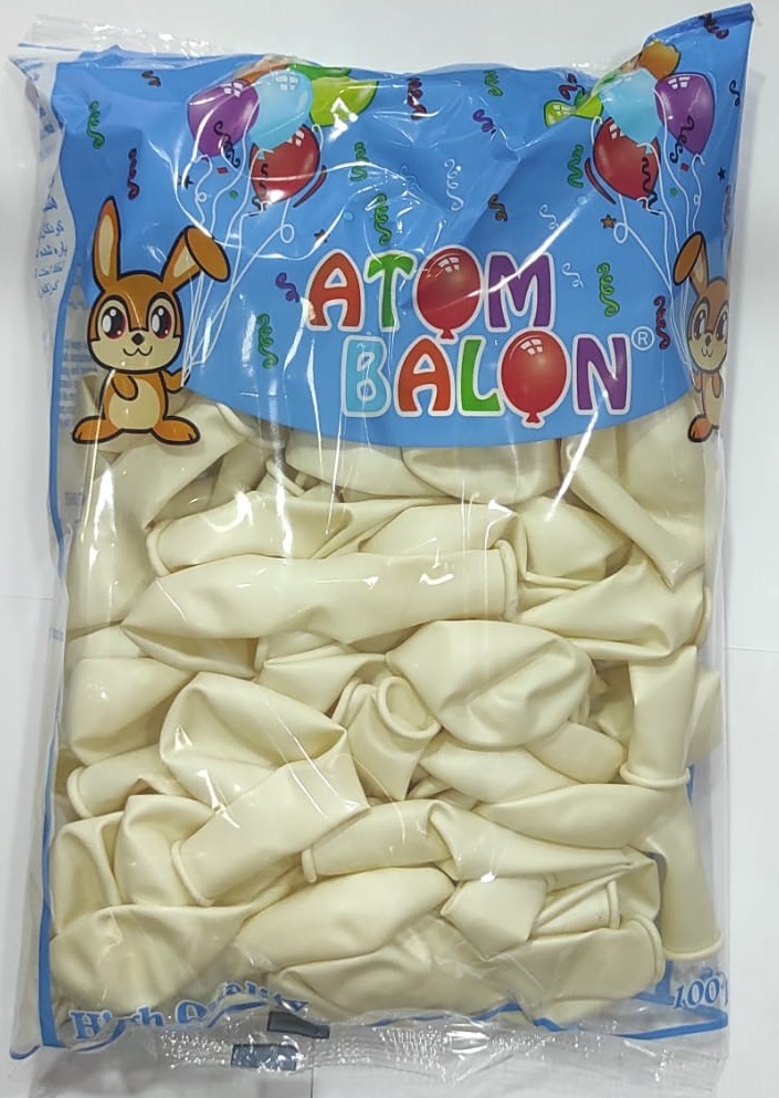 Atom Metalik Beyaz Balon 100 lü 12 İnç 